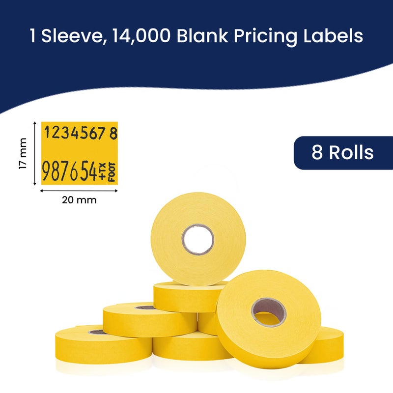 Perco Yellow Pricing Labels for Monarch 1136 Price Gun - 1 Sleeve, 8 Rolls, 14,000 Price Marking Labels - with Ink Roll Included - Image 3